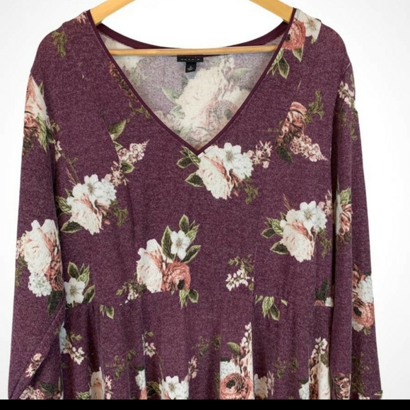 Torrid Purple Wine Floral Hacci Skater Dress Plus Size 3/3X Knee length - Picture 3 of 9